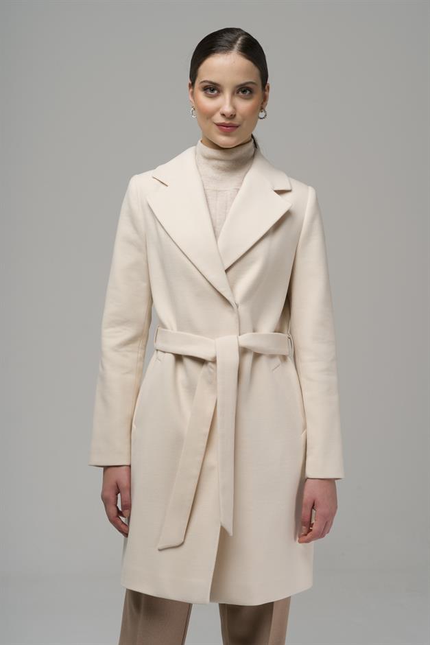 Double-breasted Coat with Snap Closure IVORY 3957