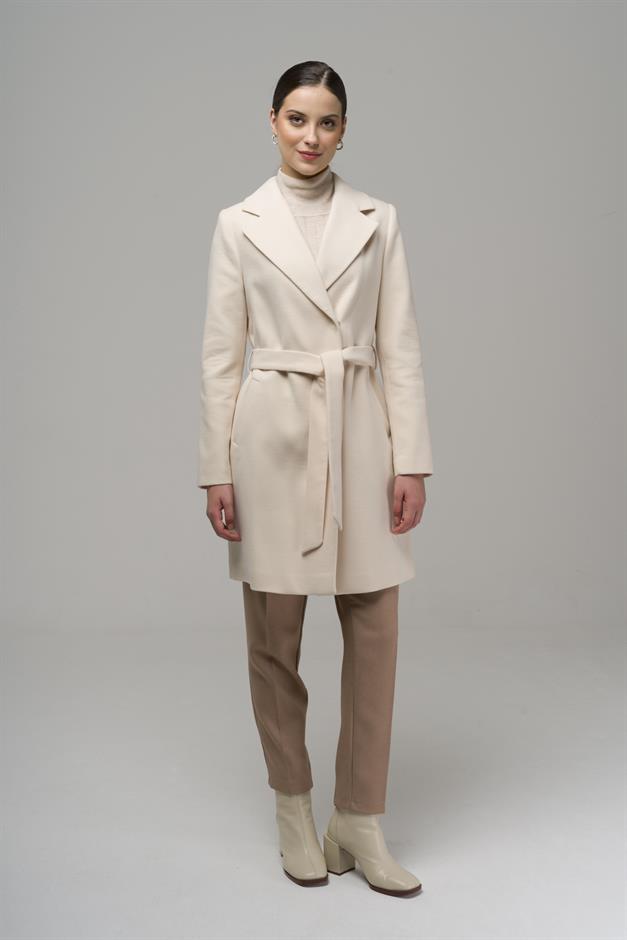 Double-breasted Coat with Snap Closure IVORY 3957