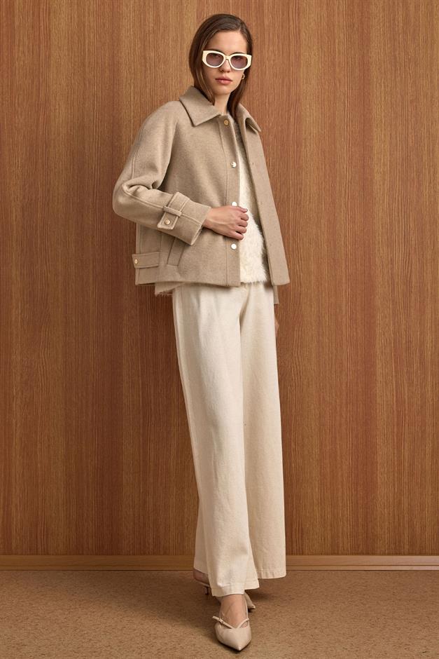 Çıt Çıt Kapamalı Pat Detaylı Kısa Kaban TAŞ 3163