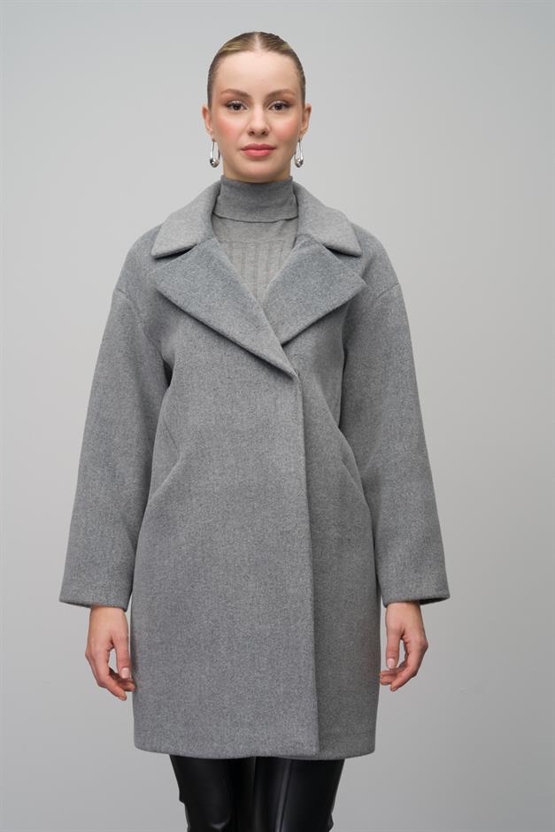 Casual Plus Size Coat with Snap Closure A.GRI 3080