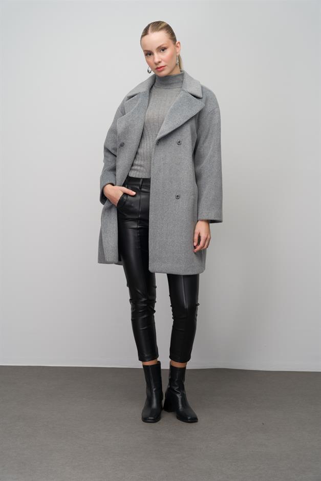 Casual Plus Size Coat with Snap Closure A.GRI 3080