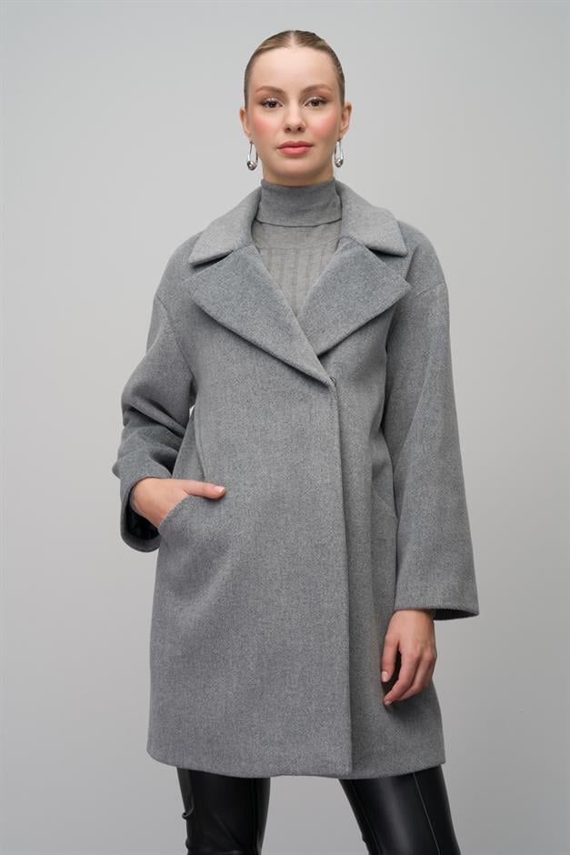 Casual Plus Size Coat with Snap Closure A.GRI 3080