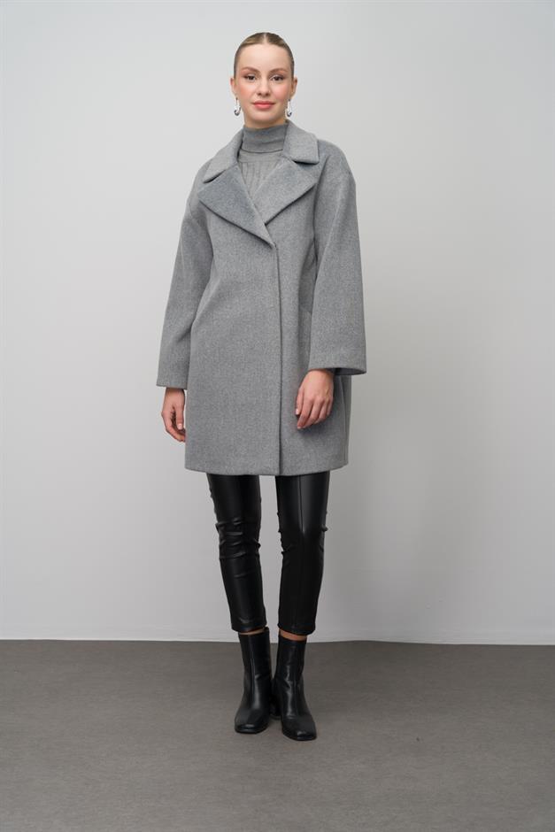 Casual Plus Size Coat with Snap Closure A.GRI 3080