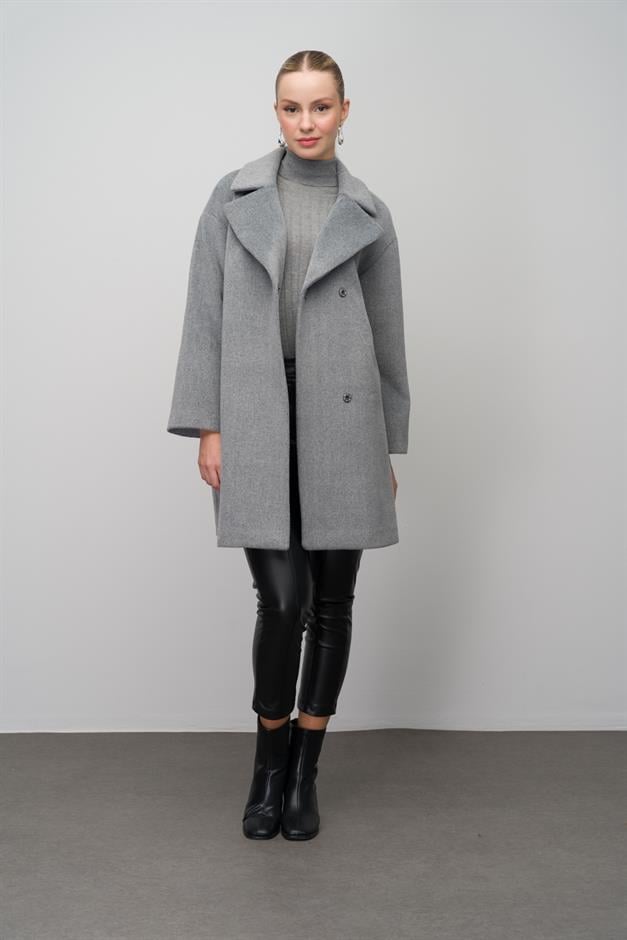 Casual Plus Size Coat with Snap Closure A.GRI 3080