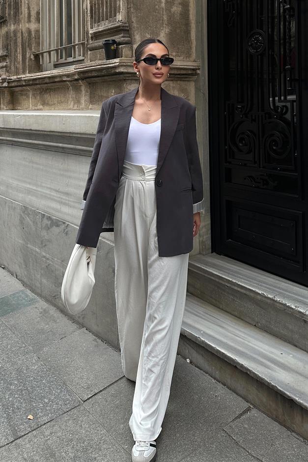 Striped Lined Modal Sports Jacket HARD COAL 8258