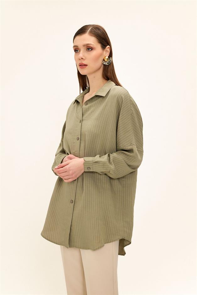 Striped Fabric Casual Modal Shirt DRAB 9326