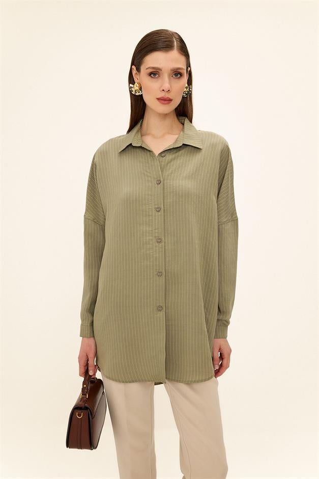 Striped Fabric Casual Modal Shirt DRAB 9326