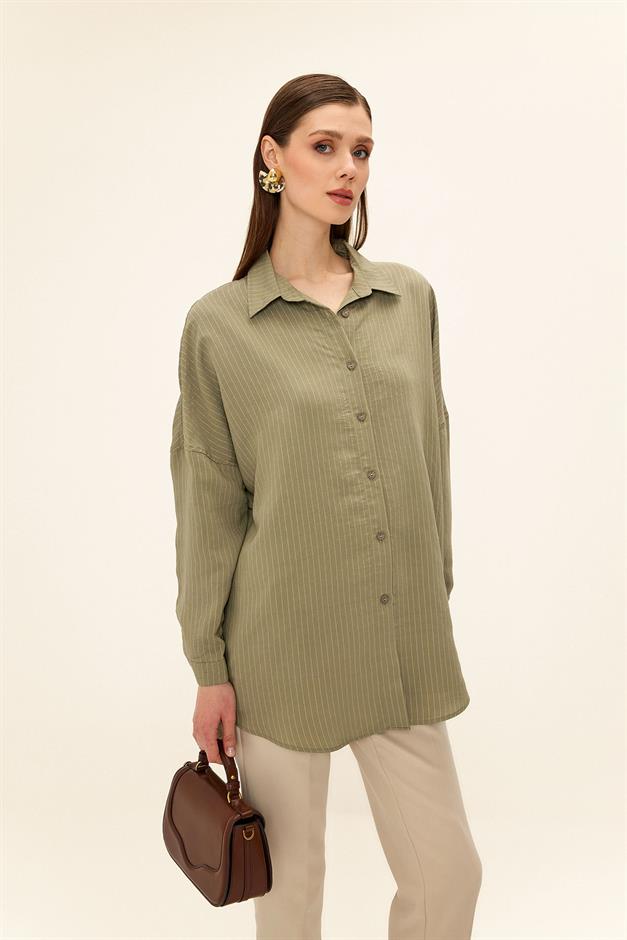 Striped Fabric Casual Modal Shirt DRAB 9326