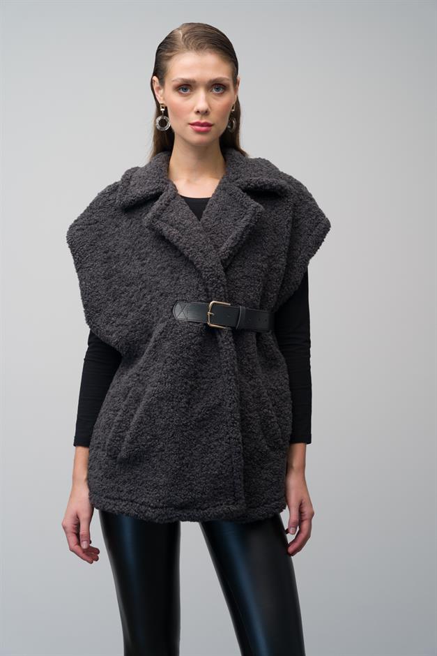 Casual Vest with Leather Belt and Lining HARD COAL 8242