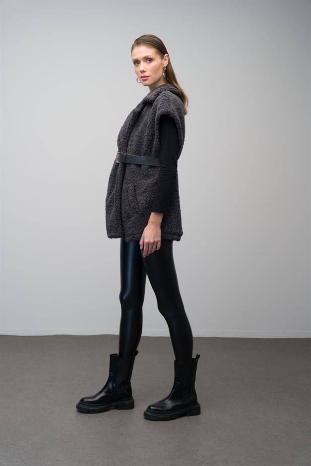 Casual Vest with Leather Belt and Lining HARD COAL 8242