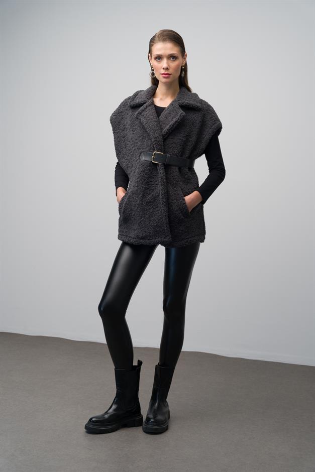 Casual Vest with Leather Belt and Lining HARD COAL 8242