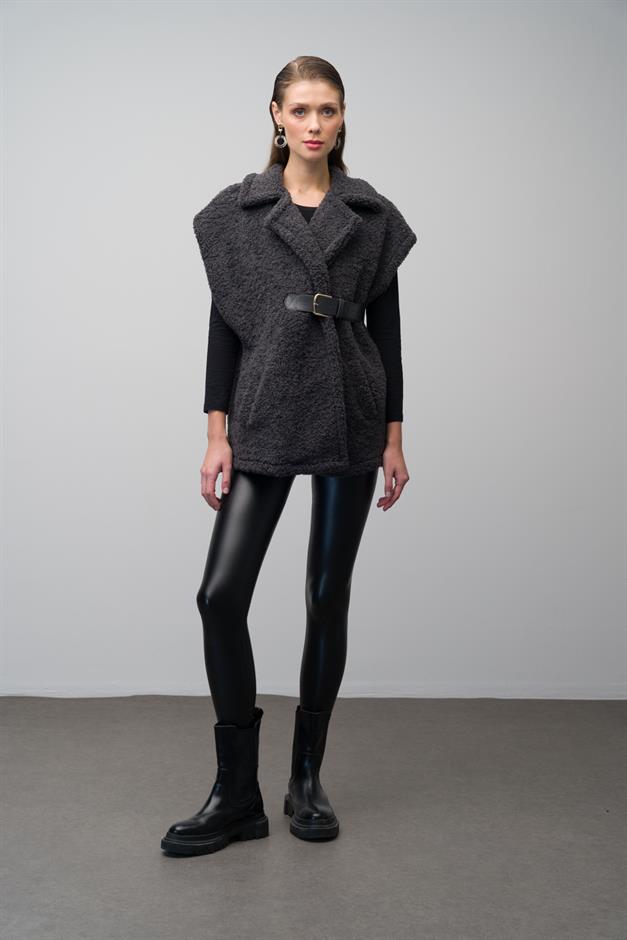 Casual Vest with Leather Belt and Lining HARD COAL 8242