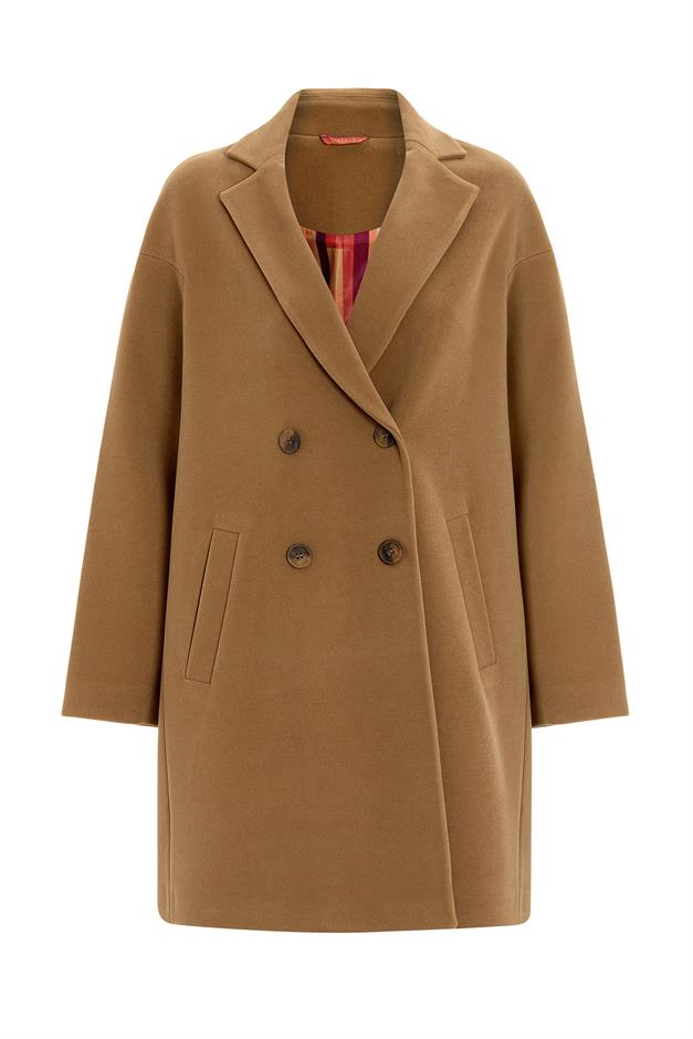 معطف كبير الحجم مبطن بنقشة مزدوجة الصدر التبغ 3095