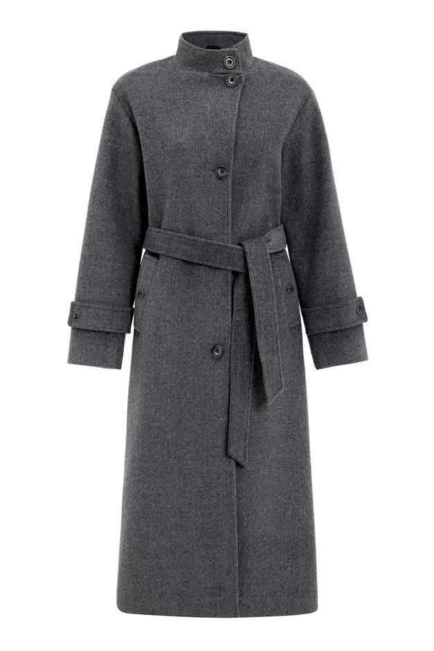 Stand Collar Oversize Long Coat DARK GREY 3124