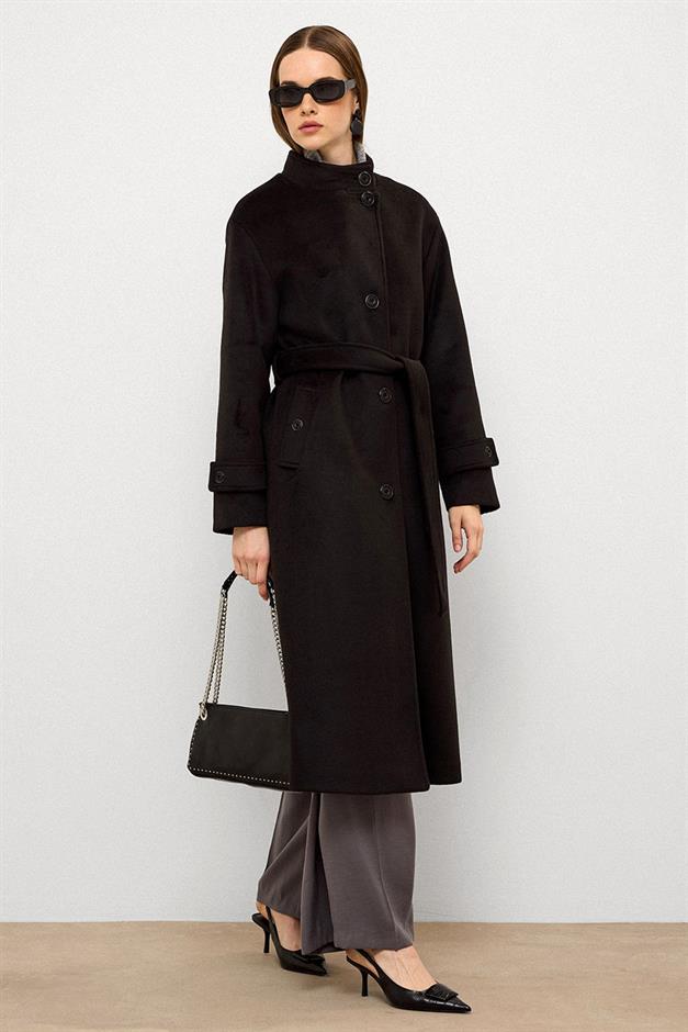 Stand Collar Oversize Long Coat BLACK 3124