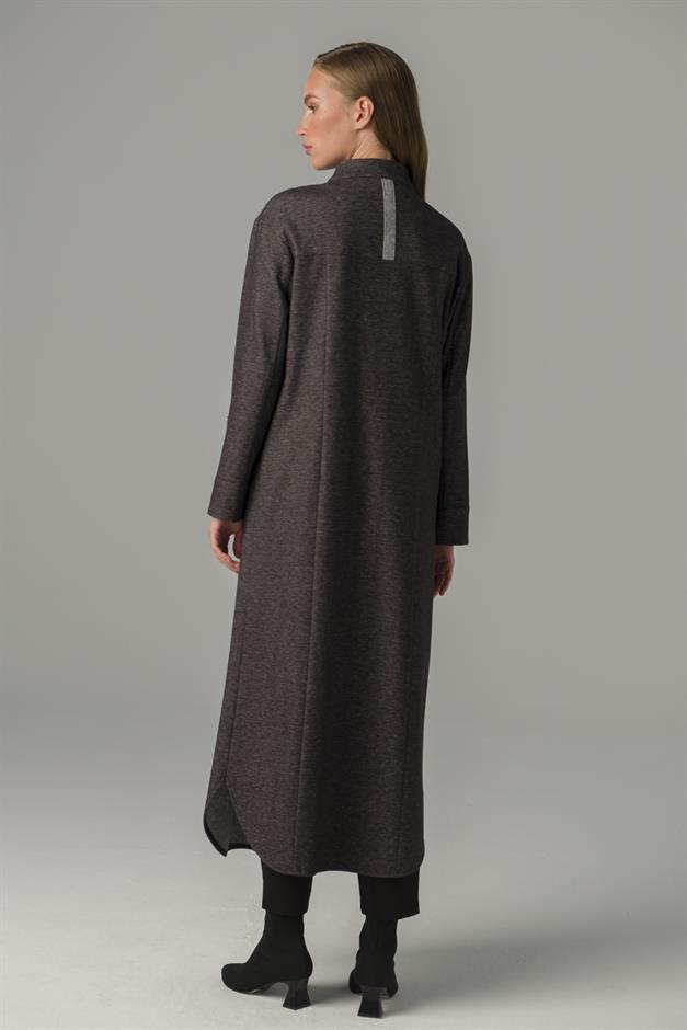 Dikiş Detaylı Astarsız Örme Uzun Kap ANTRASİT 6399
