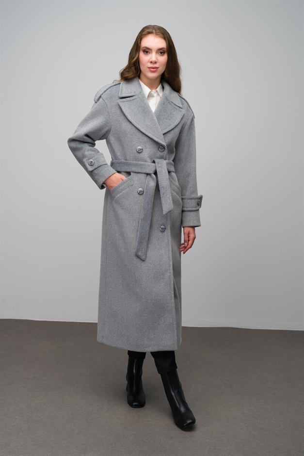 Low Sleeve Epaulette Detailed Double Breasted Oversize Coat A.GRI 3062