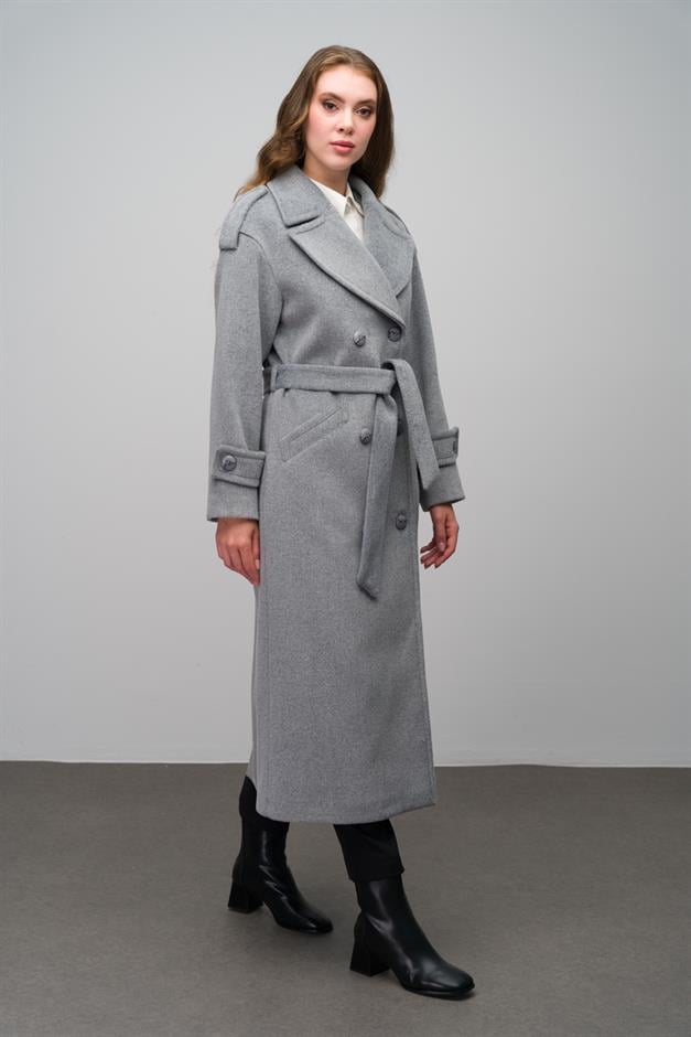 Low Sleeve Epaulette Detailed Double Breasted Oversize Coat A.GRI 3062