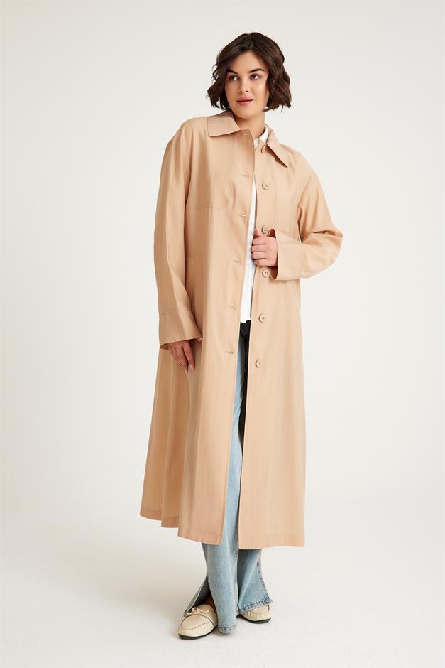 Low Sleeve Unlined Lightweight Plus Size Coat CAMEL 6605