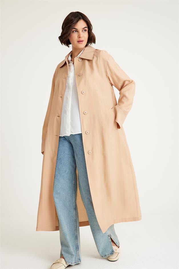 Low Sleeve Unlined Lightweight Plus Size Coat CAMEL 6605