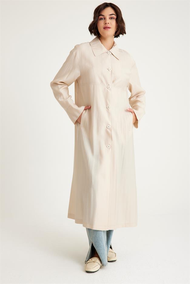 Low Sleeve Unlined Lightweight Plus Size Coat STONE 6605