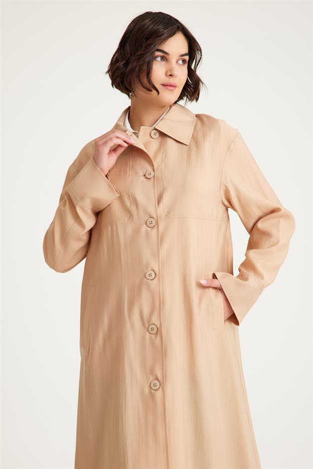 Low Sleeve Unlined Lightweight Plus Size Coat CAMEL 6605
