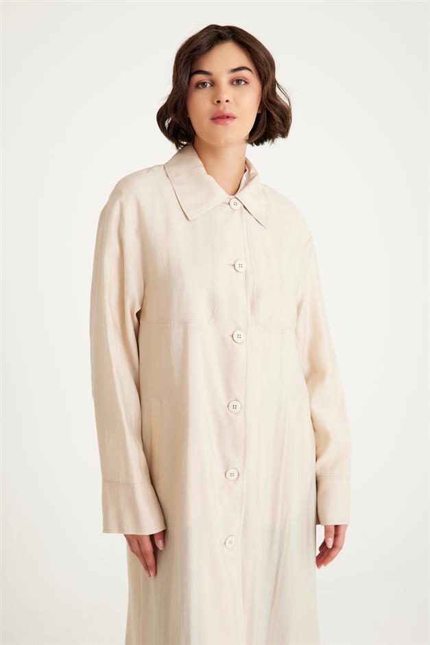 Low Sleeve Unlined Lightweight Plus Size Coat STONE 6605