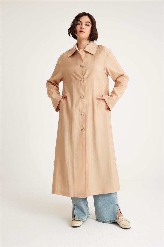 Low Sleeve Unlined Lightweight Plus Size Coat CAMEL 6605