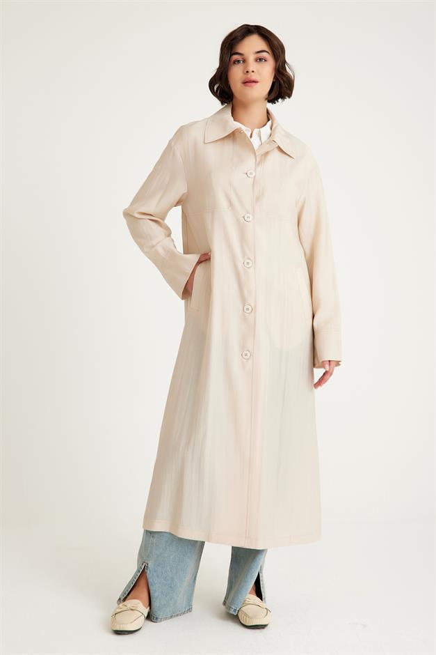 Low Sleeve Unlined Lightweight Plus Size Coat STONE 6605