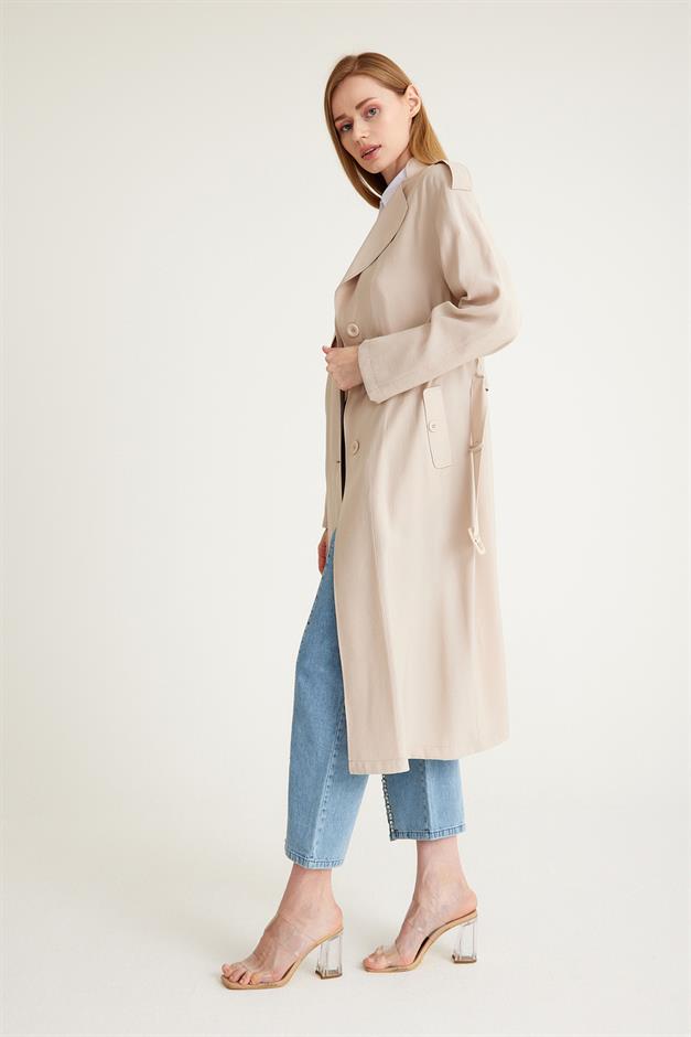 Low Sleeve Unlined Casual Trench Coat IVORY 6603
