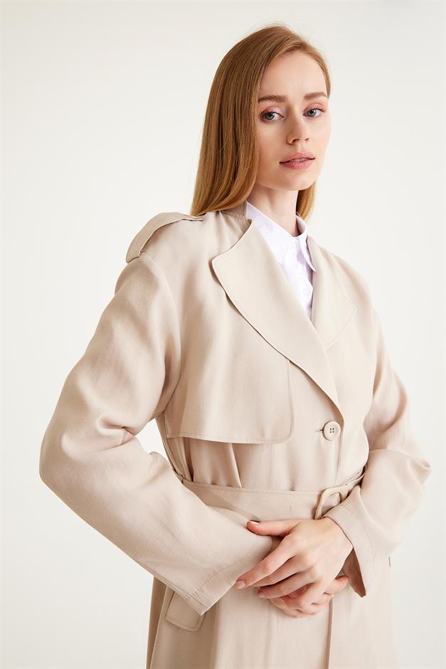 Low Sleeve Unlined Casual Trench Coat IVORY 6603