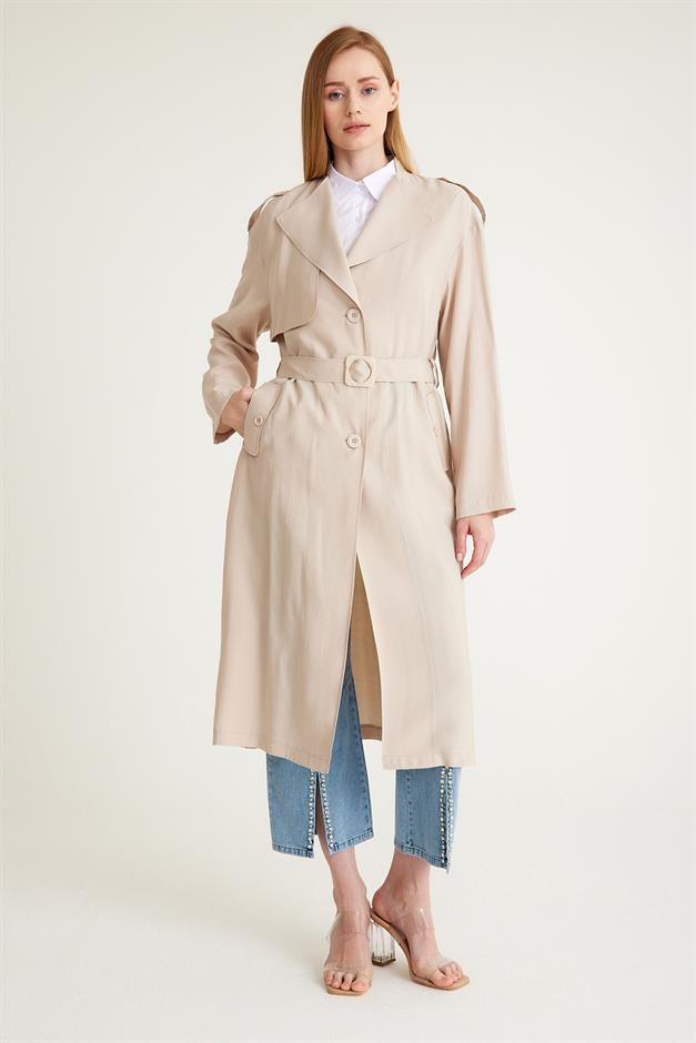 Low Sleeve Unlined Casual Trench Coat IVORY 6603