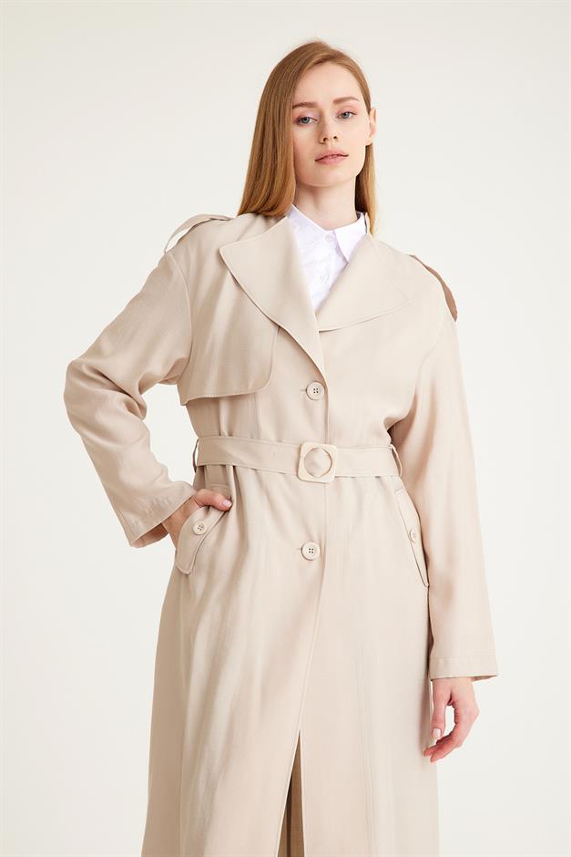 Low Sleeve Unlined Casual Trench Coat IVORY 6603