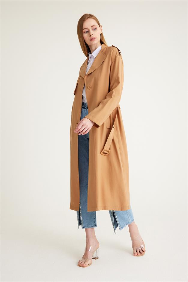 Low Sleeve Unlined Casual Trench Coat CAMEL 6603