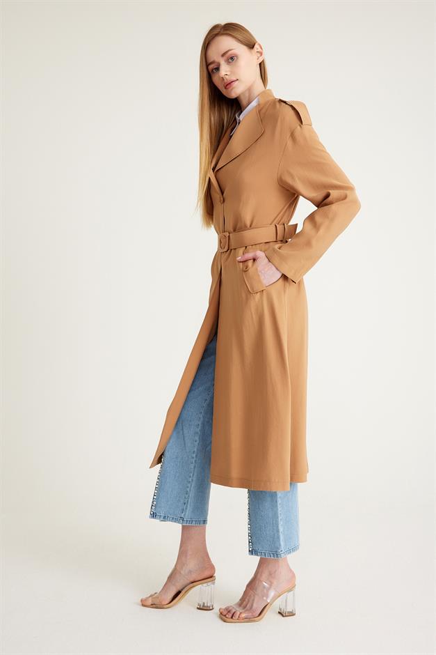 Low Sleeve Unlined Casual Trench Coat CAMEL 6603