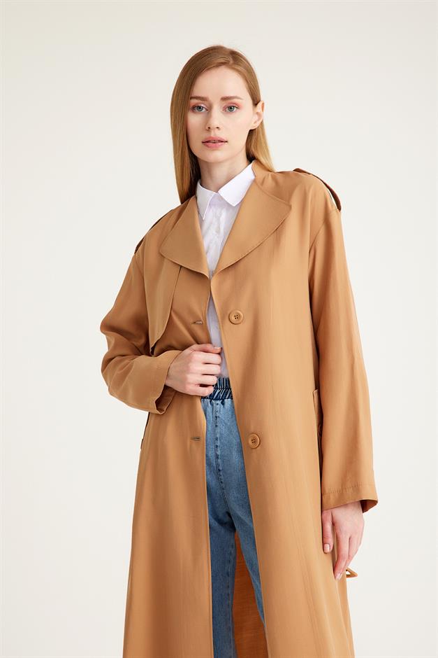 Low Sleeve Unlined Casual Trench Coat CAMEL 6603