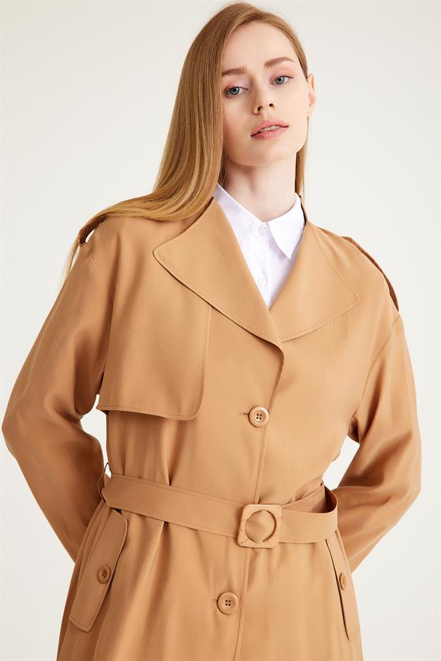 Low Sleeve Unlined Casual Trench Coat CAMEL 6603