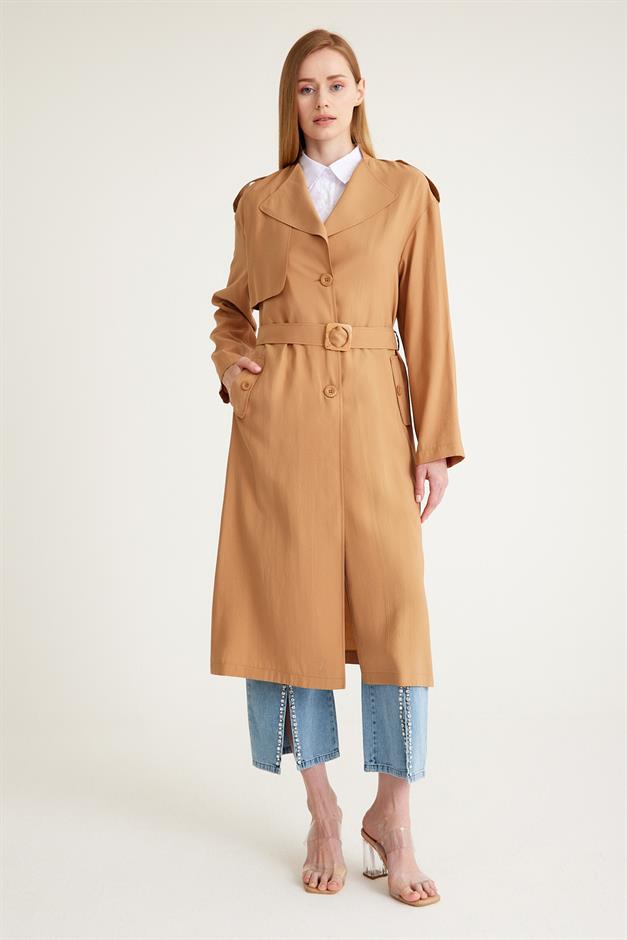 Low Sleeve Unlined Casual Trench Coat CAMEL 6603