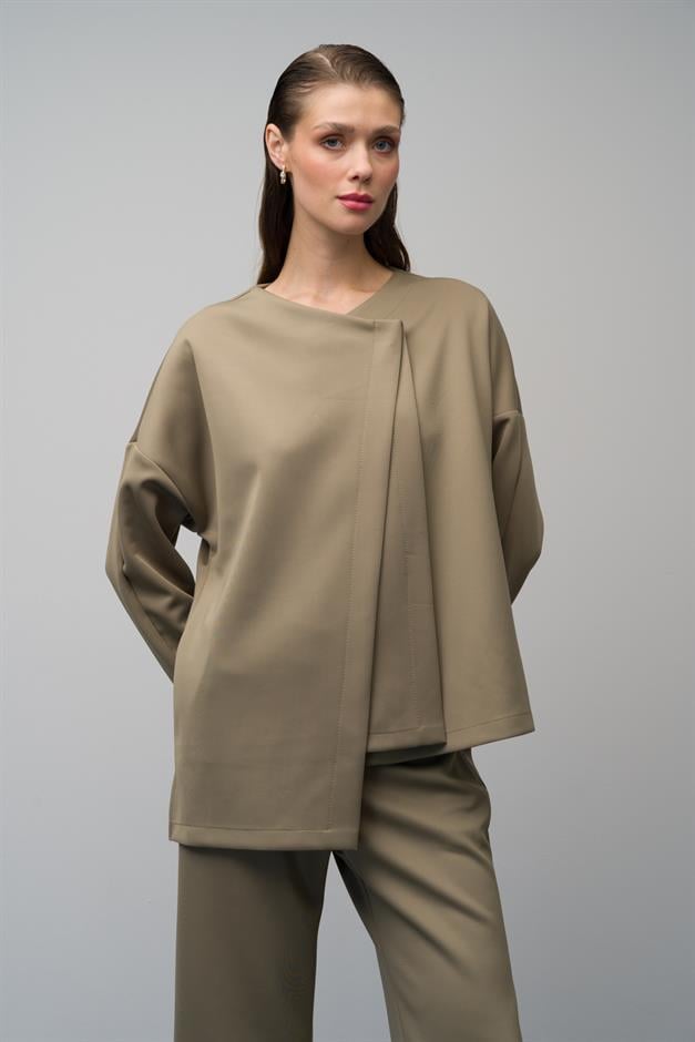 Low-Sleeve Jacket and Trousers Scuba Two-Piece Suit GREEN 9262-TK