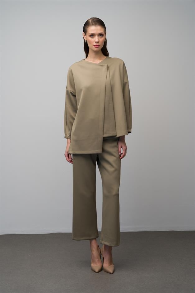 Low-Sleeve Jacket and Trousers Scuba Two-Piece Suit GREEN 9262-TK