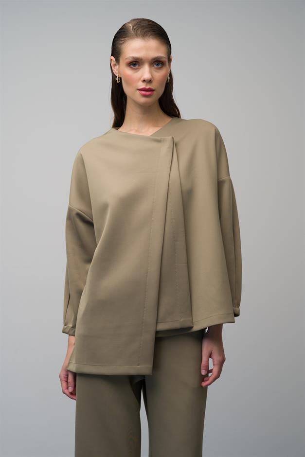 Low-Sleeve Jacket and Trousers Scuba Two-Piece Suit GREEN 9262-TK