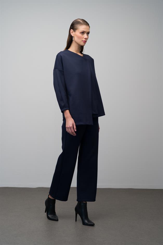 Low-Sleeve Jacket and Trousers Scuba Two-Piece Suit NAVY 9262-TK