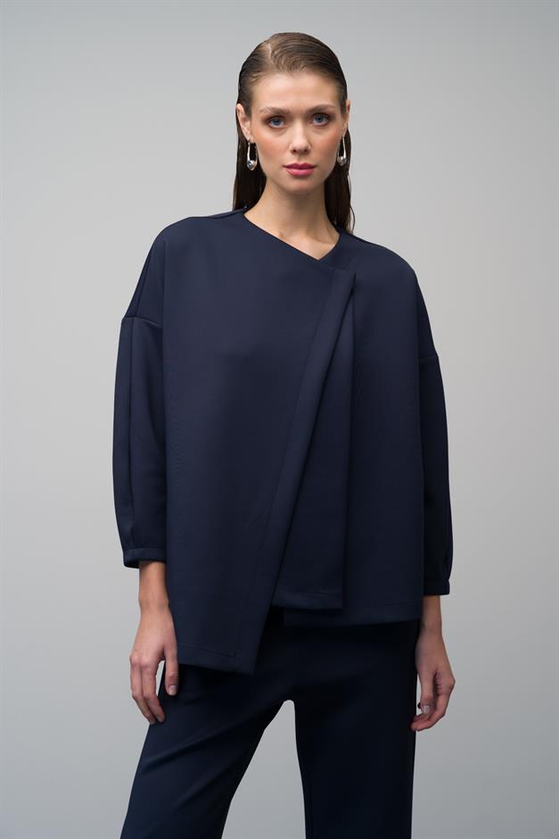 Low-Sleeve Jacket and Trousers Scuba Two-Piece Suit NAVY 9262-TK