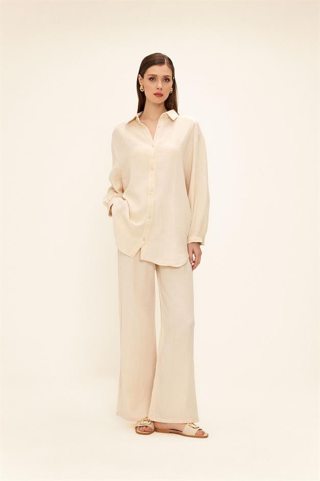 Loose Muslin Shirt with Low Sleeves IVORY 9329
