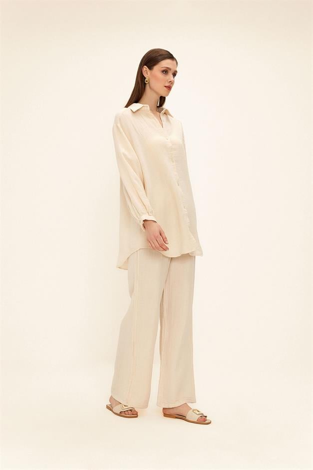 Loose Muslin Shirt with Low Sleeves IVORY 9329