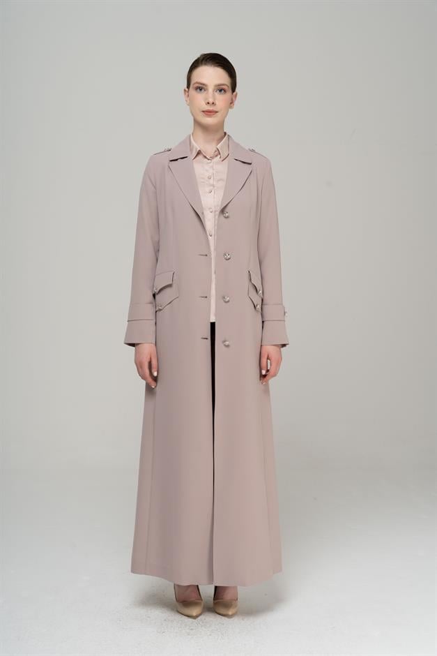 Erkek Yaka Apolet Detaylı Metal Düğmeli Astarlı Pardesü TAŞ 6566