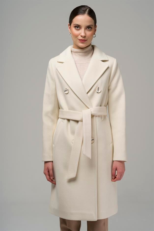 Mens Double Breasted Collar Coat IVORY 3934
