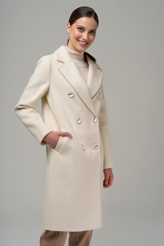 Mens Double Breasted Collar Coat IVORY 3934