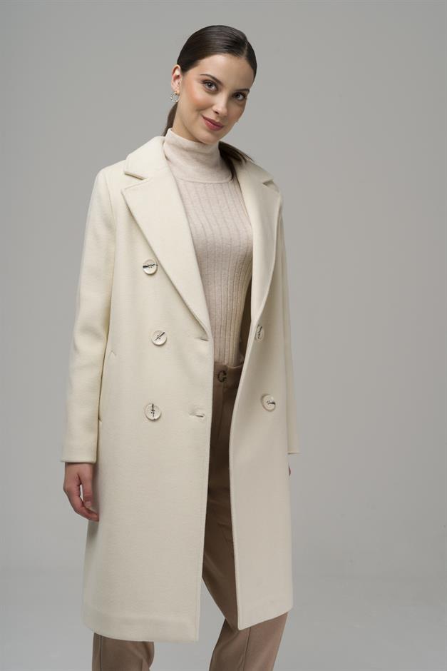 Mens Double Breasted Collar Coat IVORY 3934