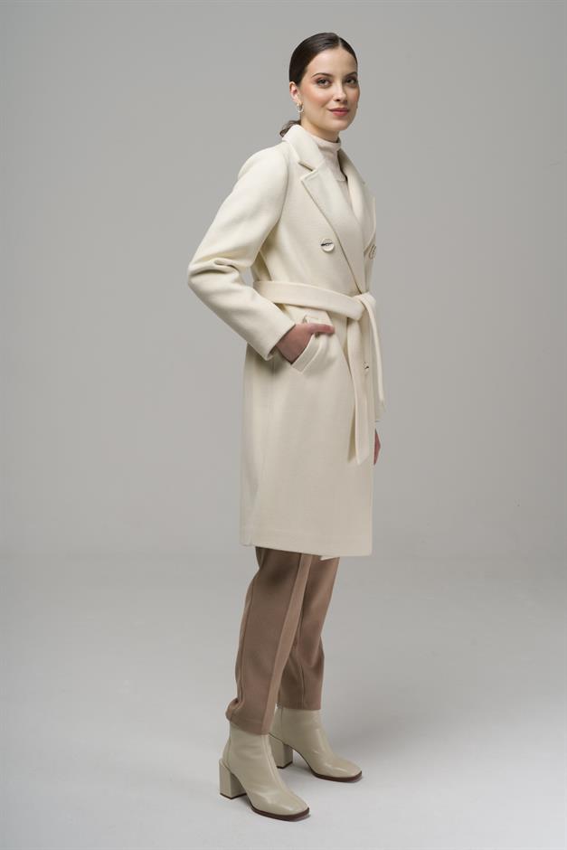 Mens Double Breasted Collar Coat IVORY 3934